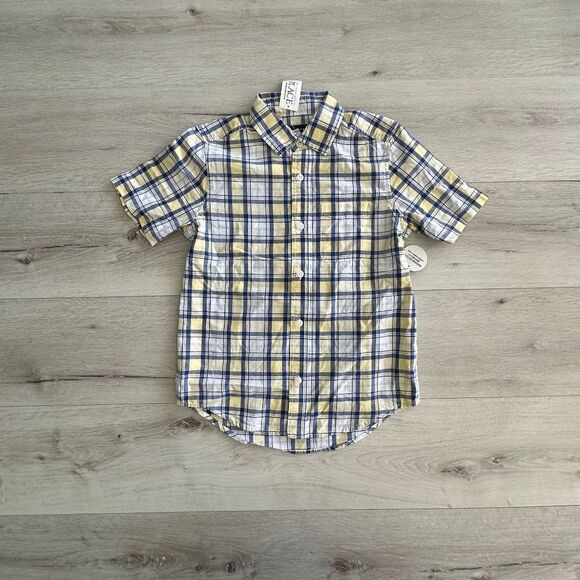 Children’s Place Dad & Me Boys Plaid Poplin Button Up Shirt Butter M (7-8) NWT - Picture 1 of 3